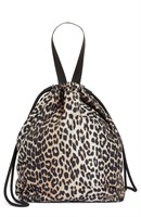 $235  Ganni  Polyester Drawstring Bag in Leopard