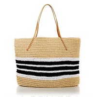 $128  Aqua Women's Striped  Tote Bag Natural