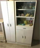 1940s Metal Kitchen Storage Cabinet W/Outlet