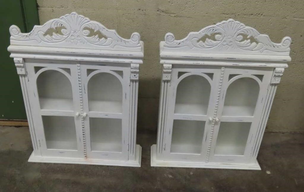 Pair of Hanging Curio Cabinets