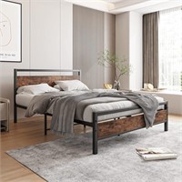 Full Size Bed Frame with Headboard, Heavy Duty Plk