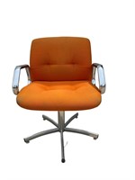 MCM Steel Case Orange Upholstered Chair