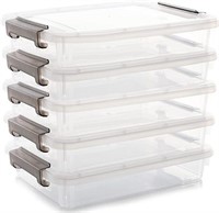 Citylife 5 PCS Plastic Storage Bins with Latching