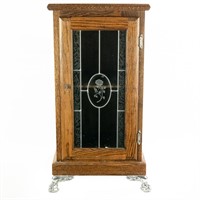 Oak Leaded Glass Slot Machine Stand