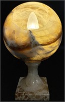 Marble Stone Orb on Pedestal Light