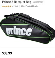 The Prince 6-racquet tennis bag is designed to