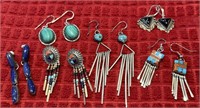 6 pairs sterling southwest-style earrings
