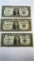 (3) OFF-CENTERED BLUE SEAL SILVER CERTIFICATE