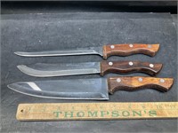 3 carvel Hall stainless steel knives