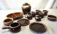 12 pcs. Vintage Brown Glaze Pottery Wares