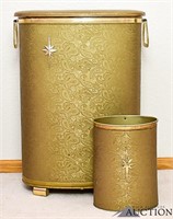 Vintage Pearl Wick Laundry Hamper & Trash Can