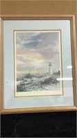 Vintage seashore lighthouse painting signed