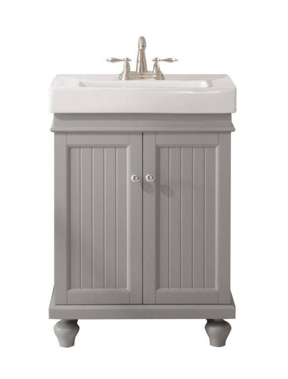 Legion 24 in. Bath Vanity in Gray with Ceramic