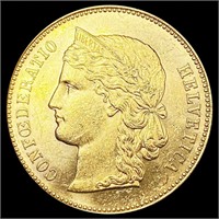 1893-B Swiss .1867oz Gold 20 Francs UNCIRCULATED