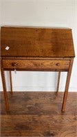 Pine desk with single drawer, stick legs, square