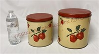 Mid Century Decoware Tin Metal Apple Canisters - 2