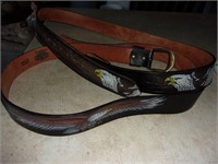 genuine leather eagle belt pair