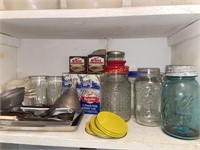 Jars, canning supplies, kitchen items