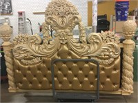 Ornate king bed frame set complete with rails