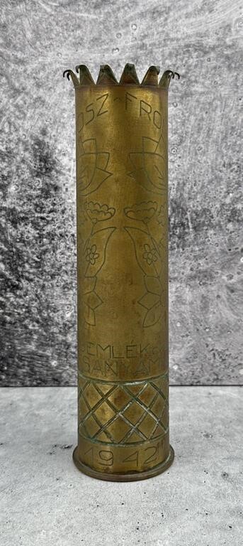 WW2 Trench Art Brass Shell Vase