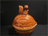 Vtg Squirrel Nut Bowl w/ Lid - Ceramic