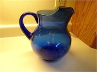 Blue Glass Pitcher