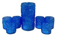 Cobalt Blue Embossed Acrylic Drink Set