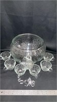 Punch bowl with cups and hangers