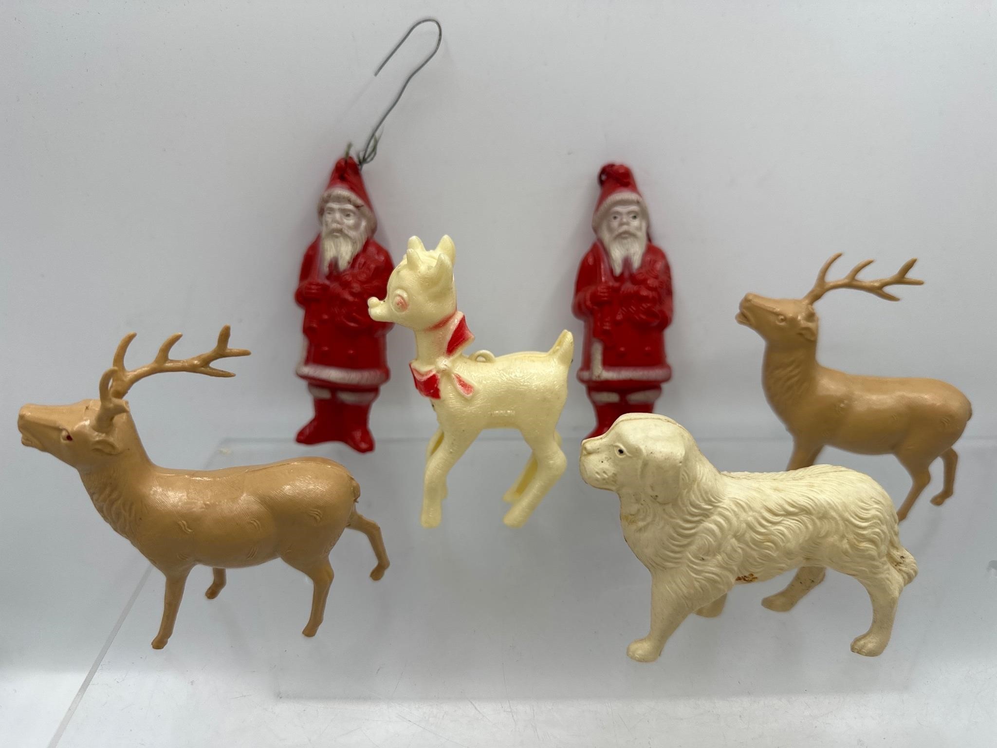 Vintage Christmas plastic Santa Rudolph & more
