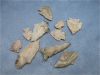 Ten Authentic N/A Arrowhead Artifacts