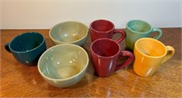 Colorful Lot of 4 Coffee Mugs, 2 Bowls & Latte Mug