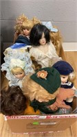 15 collector dolls, no boxes, many are on stands,