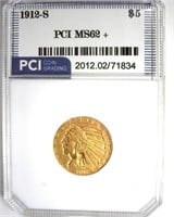 1912-S Gold $5 MS62+ LISTS $9500
