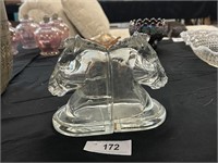 Vintage Glass Horsehead Bookends