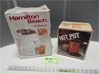Hamilton Beach juice extractor and West Bend Hot P