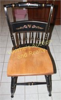 Black stenciled back solid bottom chair
