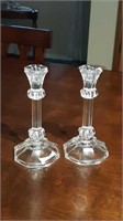 2 Pressed Glass candlestick holders 7.5" X 3.5"
