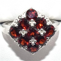 Silver Garnet Cz(2.75ct) Ring