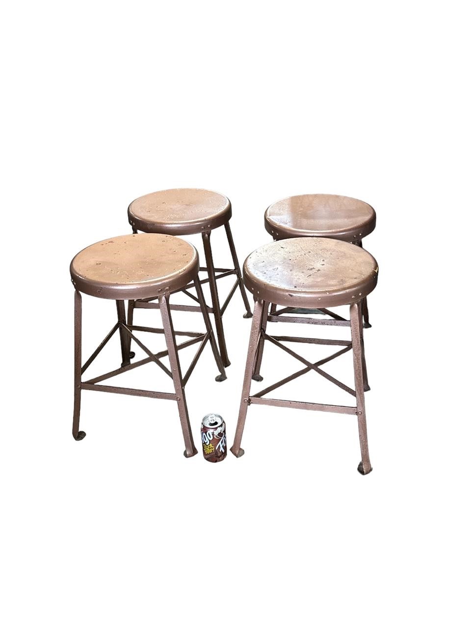 LOT OF 4 NICE OLD INDUSTRIAL STOOLS