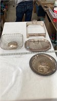 Silver plated shaffing dish, platters