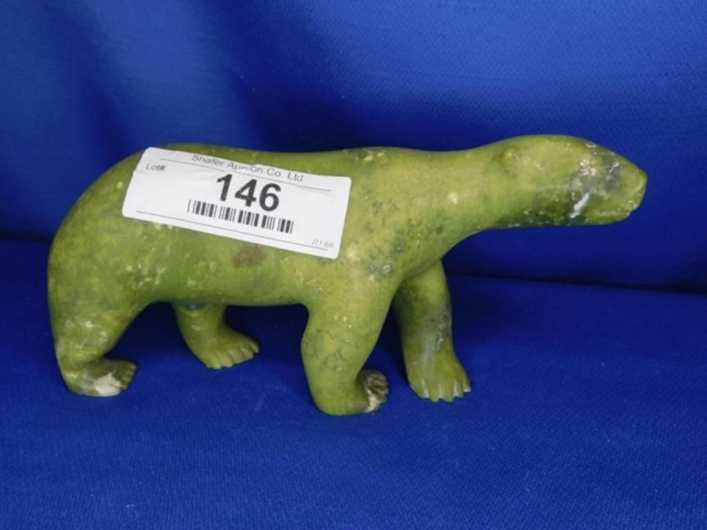 Inuit Soapstone Carving - Bear- 7" L