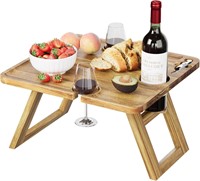 Smart FENDEE Acacia Wood Wine Picnic Table