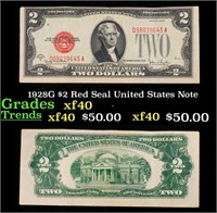 1928G $2 Red Seal United States Note Grades xf