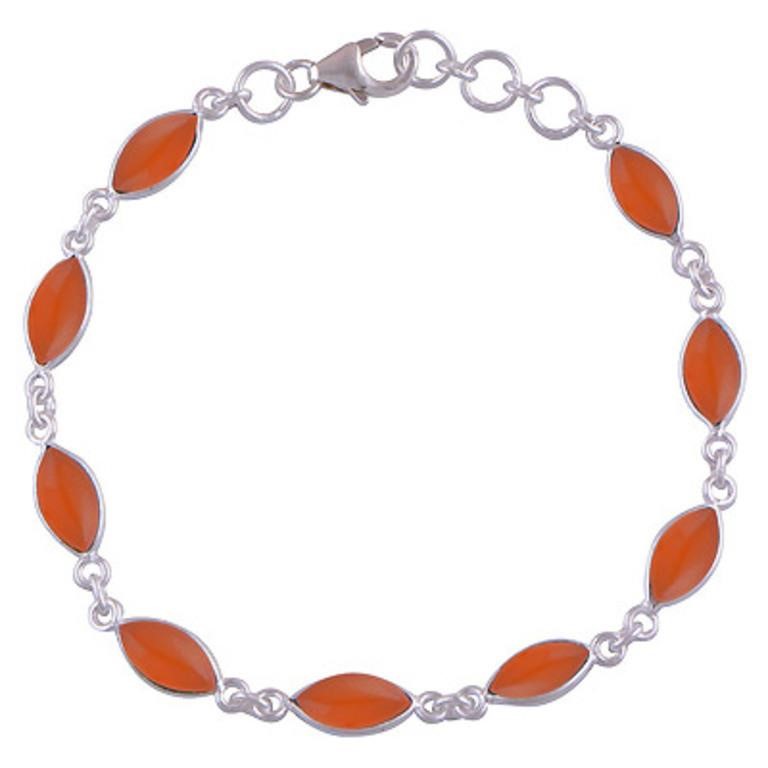 Sterling Silver Pear Cut Carnelian Bracelet