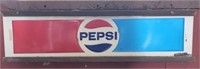 Vintage metal Pepsi sign wood framed