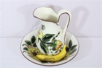 Vintage Hand-Painted Spanish Pitcher & Wash Basin