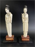 Asian Style Bone Figurines on Bases