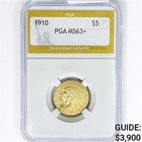 1910 $5 Gold Half Eagle PGA MS63+
