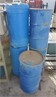 (3) Metal And (2) Plastic Barrels