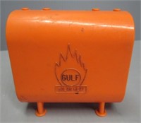 Gulf plastic barrel bank. Measures: 4" H x 4" W.